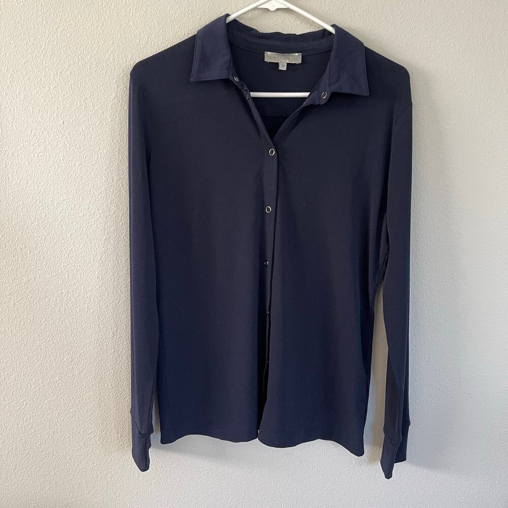 ANATOMIE Navy Danica Snap On Super Jersey Top (M) - Picture 2 of 8